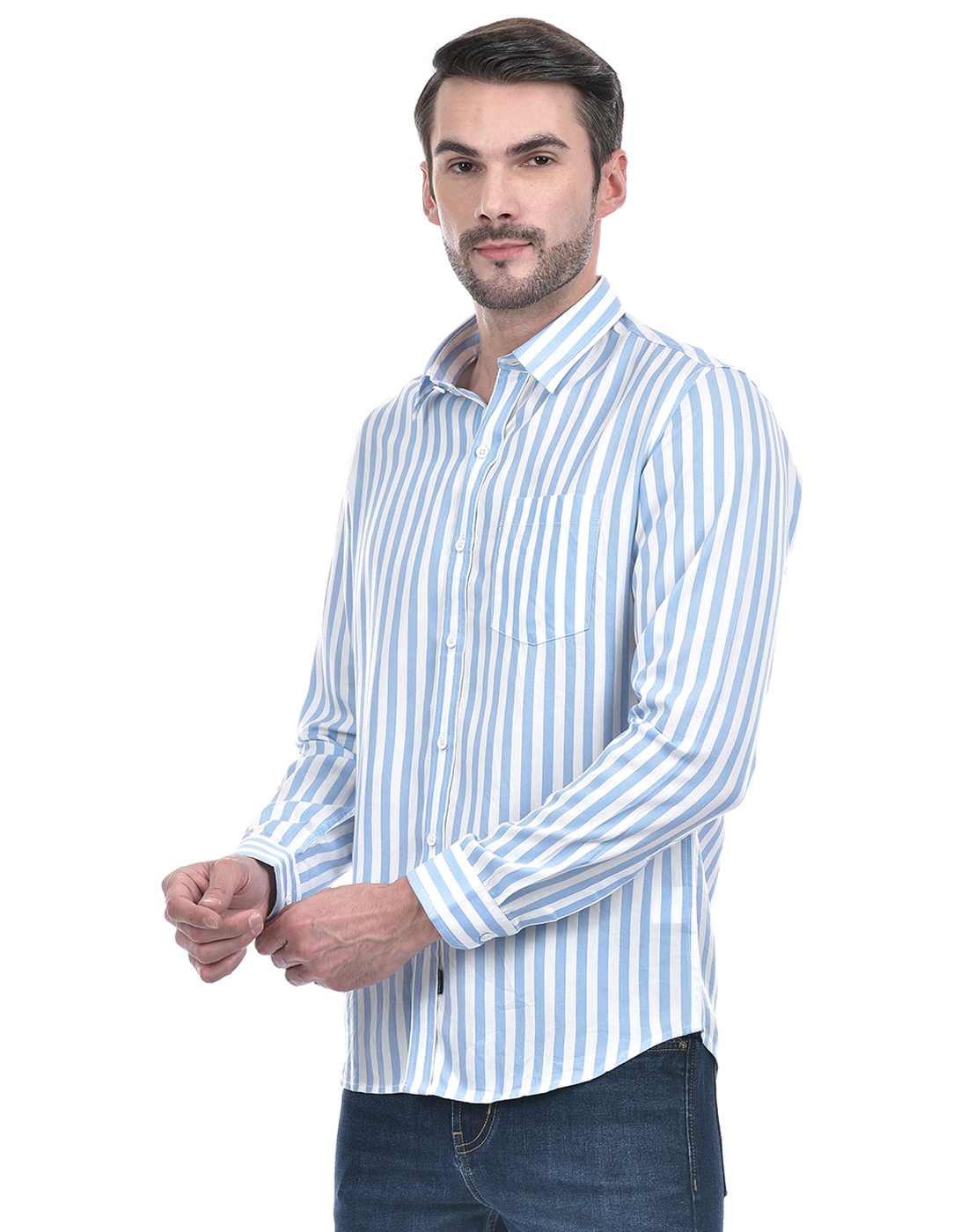 Numero Uno Men Striped Blue Shirt